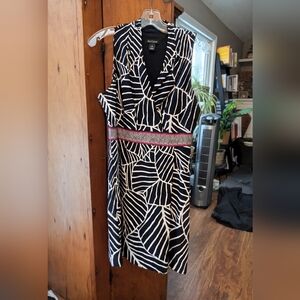 White House Black Market Black and Cream Midi Dress